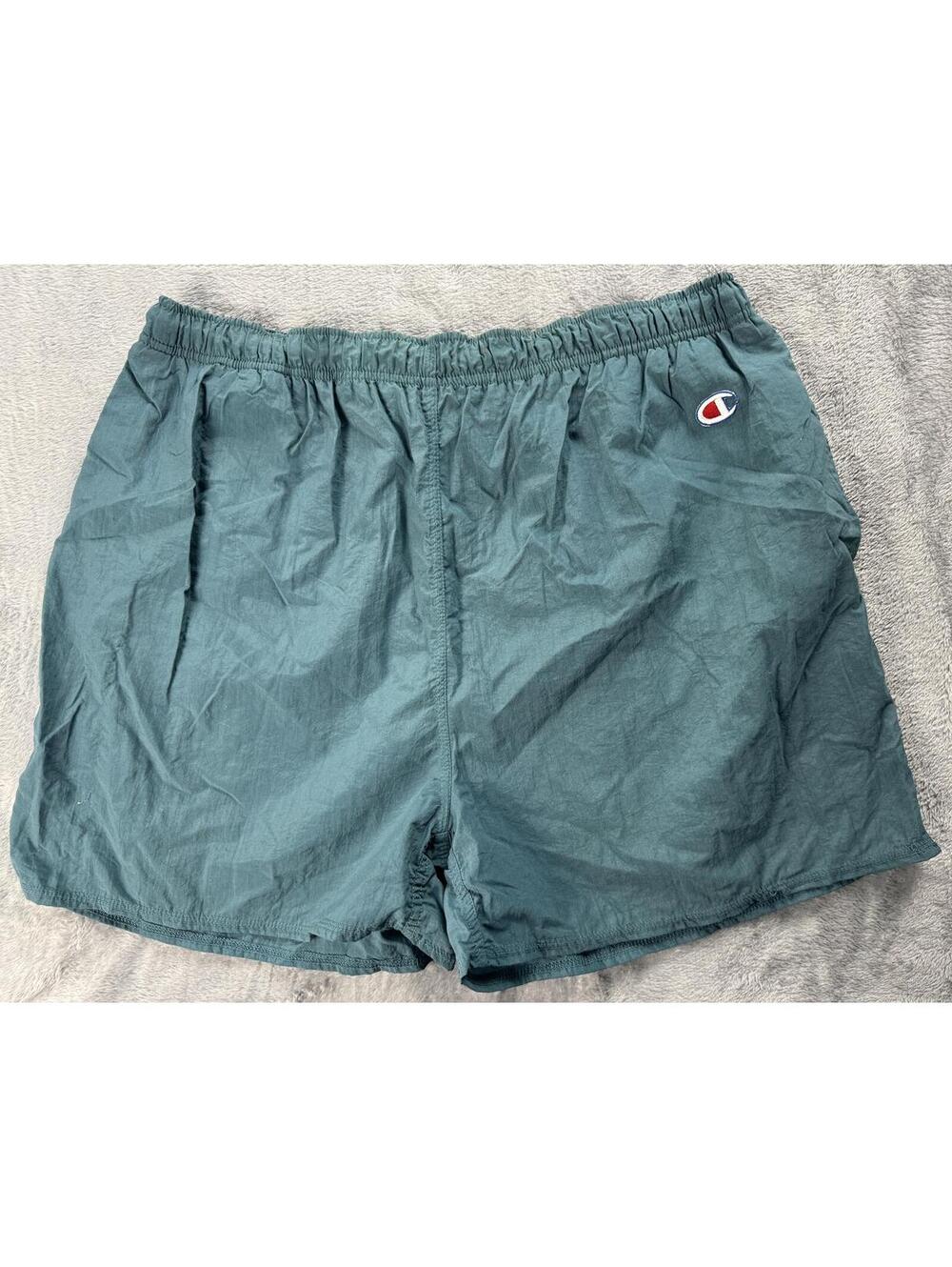 Vintage Champion Nylon Athletic Drawstring Shorts Size Large Green 90's